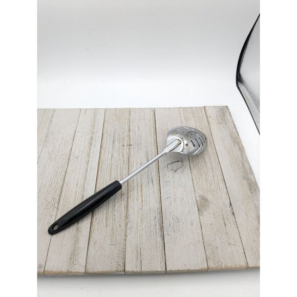 Vintage Ekco #2 Slotted Serving Spoon  Black Handle 12" - Picture 4 of 7